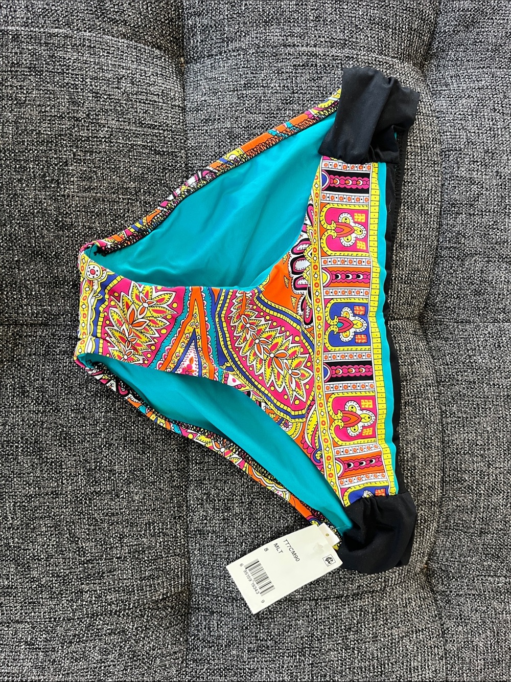 NWT Trina Turk Multicolor Paisley Bikini Bottoms with Teal Lining size 8